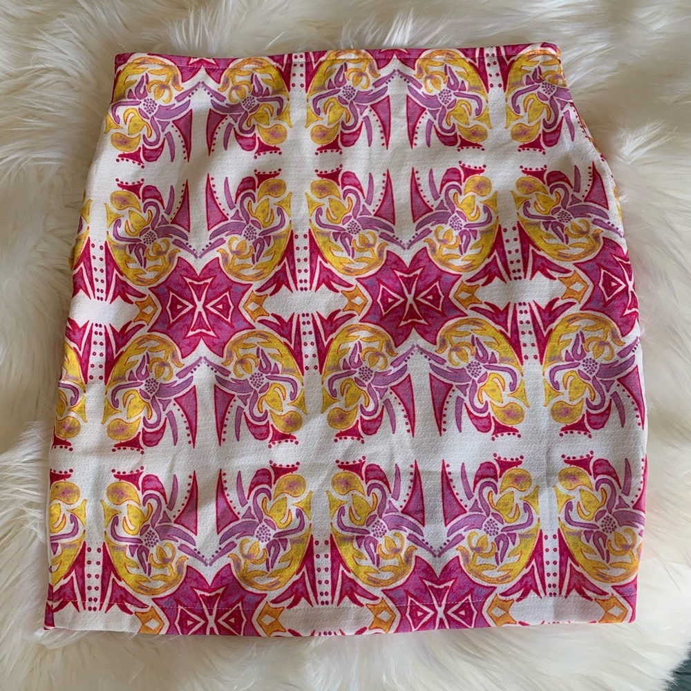 Sabo skirt XS adorable pink and yellow printed skirt nwot - Picture 3 of 7